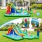 Inflatable Water Slide with Dual Slides Splash Pool Climbing Wall Basketball Hoop for Kids Ages 3-12